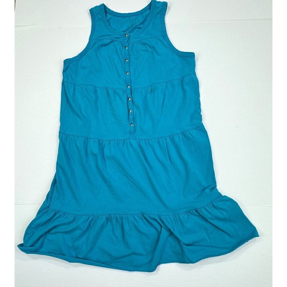 Athleta Tank Dress Tiered Midi Ruffles Size M Blue Sleeveless - Picture 7 of 10